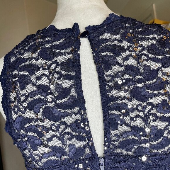 Sequin Hearts Navy Blue 2 Piece Lace Sequin Tulle Homecoming Dress Set Sz 13 - Picture 5 of 10
